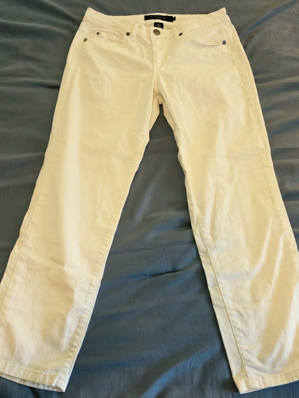 Calvin Klein Jeans Women's White Denim Pants Size 6 Straight Leg Cotton Blend